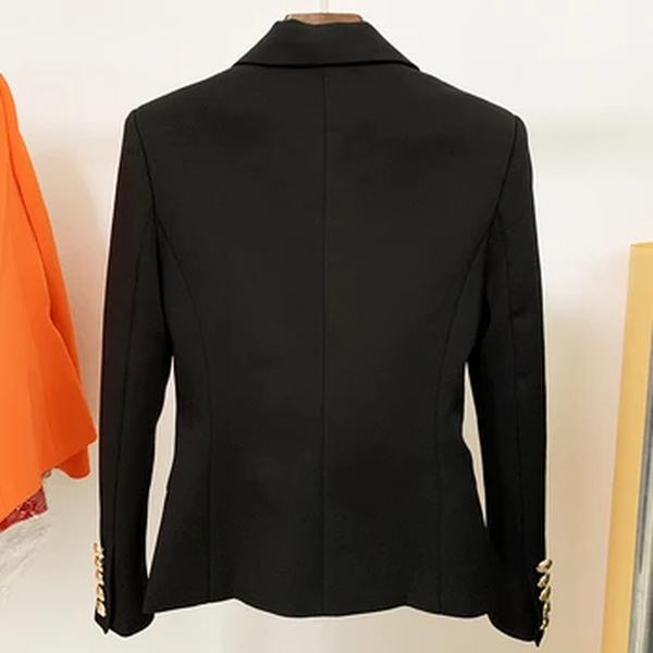 Mulheres Clássico Trespassado Metal Leão Botões Blazer, Jaqueta de Designer, Nova Moda, Qualidade Superior, Tamanho S a 5XL, 2021