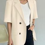 ZANZEA-Blazer com bolsos falsos para mulheres com gola de lapela, casacos casuais, jaqueta solta, manga curta, moda de escritório, OL sólido, novo, 2024