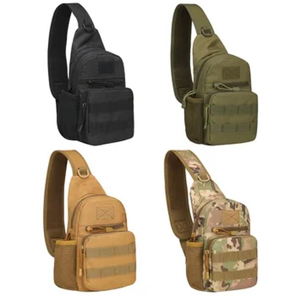 Outdoor Tactical Camuflagem Peito Bag, Homens Caminhada Mochila, Bolsa de Ombro, Nylon, chaleira, Pesca, Caça