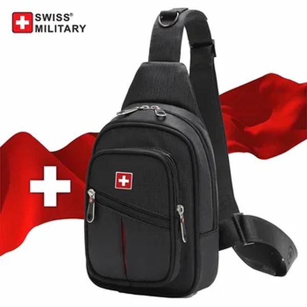 SWISS MILITAR-Bolsas de peito ao ar livre para homens, bolsa de ombro impermeável, bolsa tiracolo, espaço grande, cor sólida, lazer