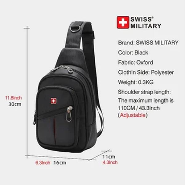 SWISS MILITAR-Bolsas de peito ao ar livre para homens, bolsa de ombro impermeável, bolsa tiracolo, espaço grande, cor sólida, lazer