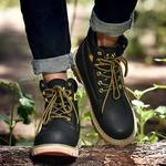 Couro feminino inverno tornozelo treking militar neve amarelo preto botas táticas calçados ao ar livre para homens sapatos de trabalho snealers