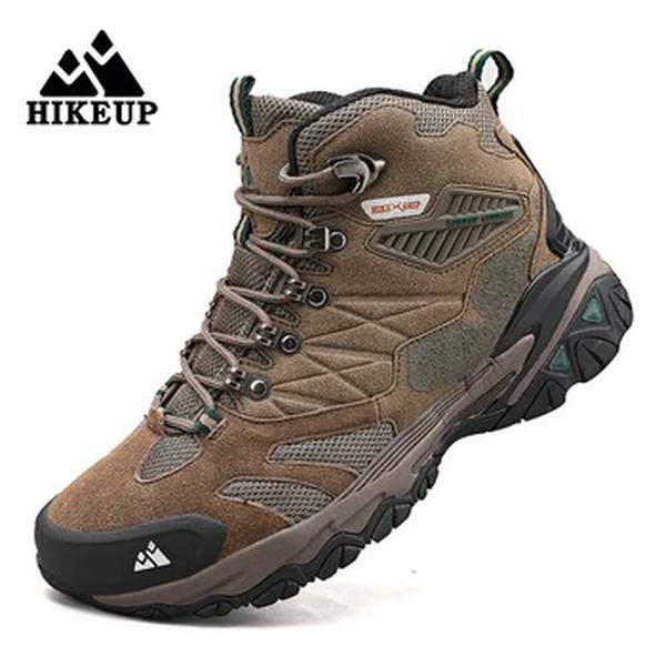 Hikeup-Botas masculinas de camurça alta, sapatos de trekking, botas militares de combate tático, impermeável, exterior, inverno