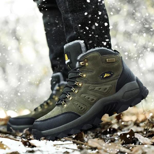 Botas masculinas de camurça ao ar livre, tênis militar de combate, tênis de trekking casual botas de neve, moda inverno 2024