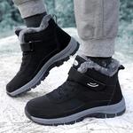 Ankle Boots de couro para homens e mulheres, sapatos impermeáveis, de pelúcia, manter aquecido, ao ar livre, botas de combate militares, tênis Walk On Ice