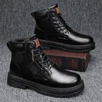 Bota Martin de couro com cordões masculina, top alto, tornozelo, militar, motocicleta, masculina, moda, inverno, novo