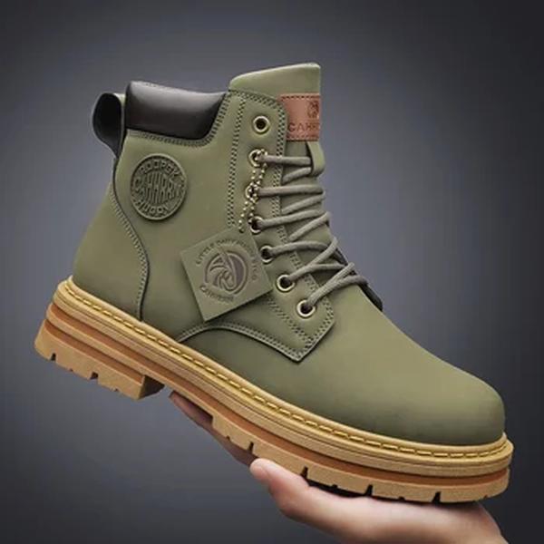 Bota Martin de couro com cordões masculina, top alto, tornozelo, militar, motocicleta, masculina, moda, inverno, novo