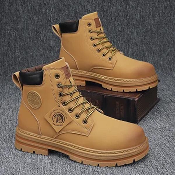 Bota Martin de couro com cordões masculina, top alto, tornozelo, militar, motocicleta, masculina, moda, inverno, novo