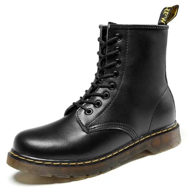 Sapatos de couro genuíno de cano alto masculino, Botas de couro preto clássico, Botas de tornozelo de meia panturrilha de motocicleta respirável