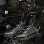 Bota de couro militar masculina, tênis tático de combate no deserto, ferramental, força especial, ao ar livre, moda, novo