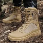 Bota de couro militar masculina, tênis tático de combate no deserto, ferramental, força especial, ao ar livre, moda, novo