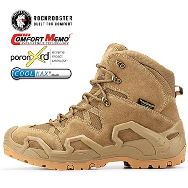 ROCKROOSTER-Botas de caminhada impermeáveis para homens, Ankle Boots Tactical Desert Combat, tênis militares masculinos, sapatos de couro de montanha