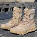 Botas táticas militares masculinas e femininas de combate ao ar livre, sapatos de malha respirável, com zíper lateral leve, apto para caminhadas, escalada, tamanho 35-48, verão