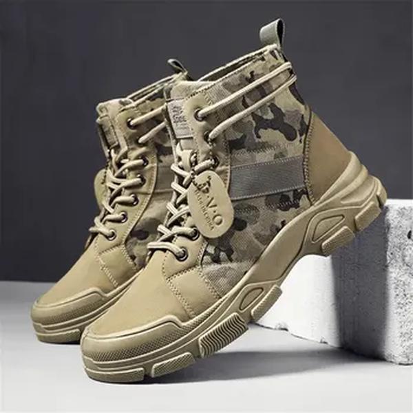 Botas masculinas camufladas, botas militares do deserto preto, sapatos de trabalho ao ar livre, novos, para primavera e outono