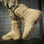 Botas Táticas Militares Masculinas, Sapatos de Couro, Peluche, Quente, Algodão, Exterior, Caminhada, Treino, Neve, Inverno