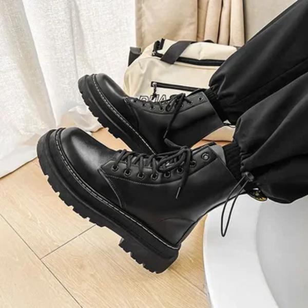 Botas de aumento de altura respirável masculinas, botas de couro versáteis, sola grossa, antiderrapante, nova tendência, primavera, 2022