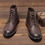 Botas de couro retrô com renda masculina, primavera, tamanho 7-13