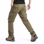 Macacão solto de bolso grande masculino, esportes ao ar livre, calça tática de jogging, elástico na cintura, algodão puro, calça casual de trabalho