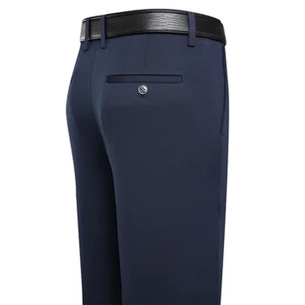 Calça casual de negócios masculina, vestido formal, calça reta, elástica, preta, azul marinho, roupa masculina