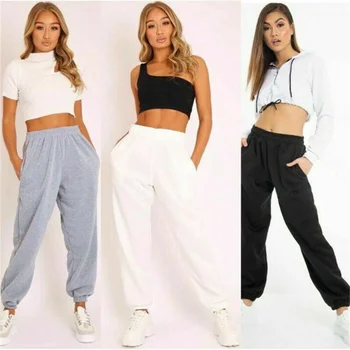 Calça feminina de jogging com cordão solto, calça casual, moletom ao ar livre, quatro estações, moda