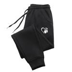 Calça esportiva feminina estampada em forma de coração, calça de jogging de algodão, outono e inverno