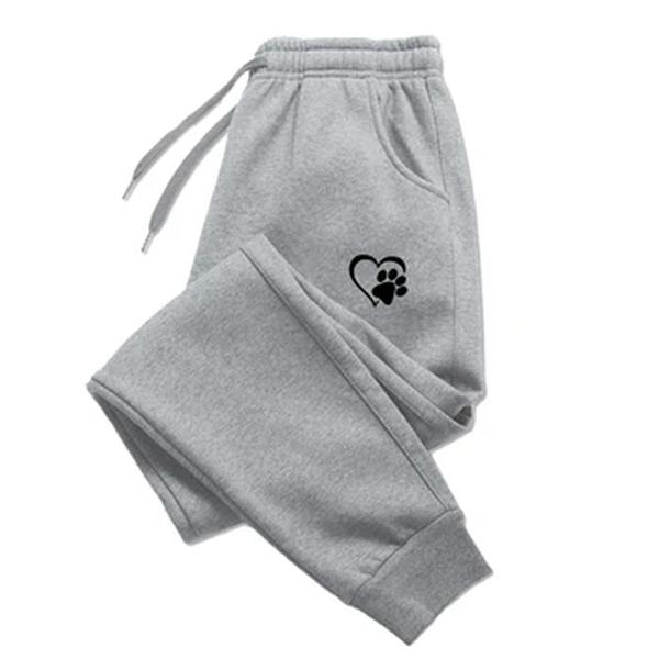 Calça esportiva feminina estampada em forma de coração, calça de jogging de algodão, outono e inverno