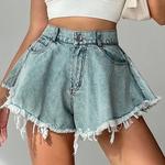 Shorts jeans de cintura alta feminino, jeans com franjas soltas, além das fronteiras, best-seller da Amazon, novo estilo, 2022