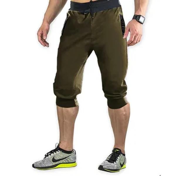 Calça casual de praia masculina, calção Capri grande, calça de jogging de bolso médio, fitness, nova primavera, verão, outono, 2022