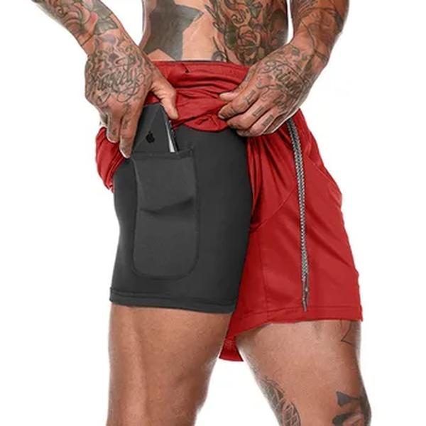 Shorts de corrida de dupla camada masculina, secagem rápida, respirável, esportes, jogging, treinamento, ginásio, camuflagem, 2 em 1, verão, novo, 2024