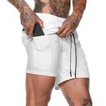 Shorts de corrida de dupla camada masculina, secagem rápida, respirável, esportes, jogging, treinamento, ginásio, camuflagem, 2 em 1, verão, novo, 2024