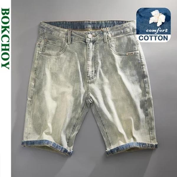 Jeans largado de algodão macio lavado masculino, shorts retos, roupa solta, moda casual, novo, verão, primavera, KK1066B, 2022