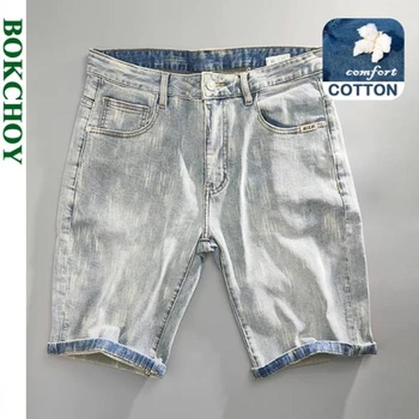 Jeans casual solto masculino, lavado, de algodão macio, shorts retos, jeans largado, KK1066A, roupas novas para verão e primavera, 2022