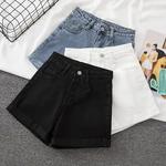 ITOOLIN-Shorts jeans casuais femininos com bolso, botões para cima, cintura alta, jean linha A, calças soltas de escritório, verão, 2024