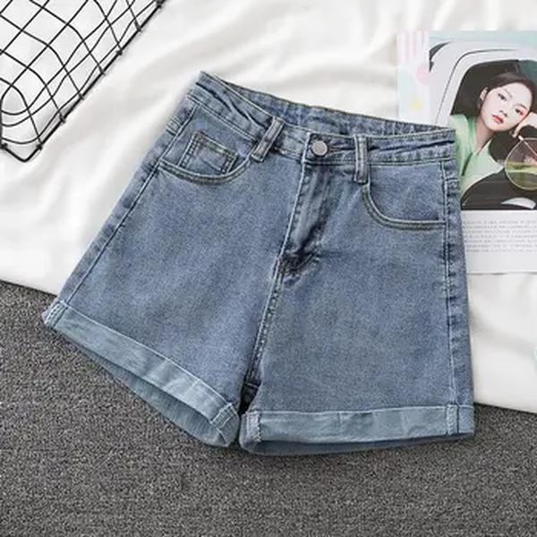 ITOOLIN-Shorts jeans casuais femininos com bolso, botões para cima, cintura alta, jean linha A, calças soltas de escritório, verão, 2024