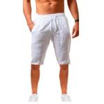 Calça respirável de linho de algodão masculina, casual casual casual de 5 pontos, shorts de jogging masculino monocromático, verão