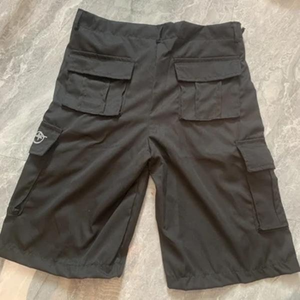 Minus-Calça cargo preta masculina e feminina com bolsos múltiplos, corredores de cintura alta, shorts esportivos folgados casuais, moda de rua, 2 Y2K