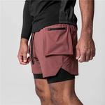 Novo correndo respirável shorts masculino 2 em 1 double-deck secagem rápida ginásio shorts do esporte de fitness jogging calções casuais