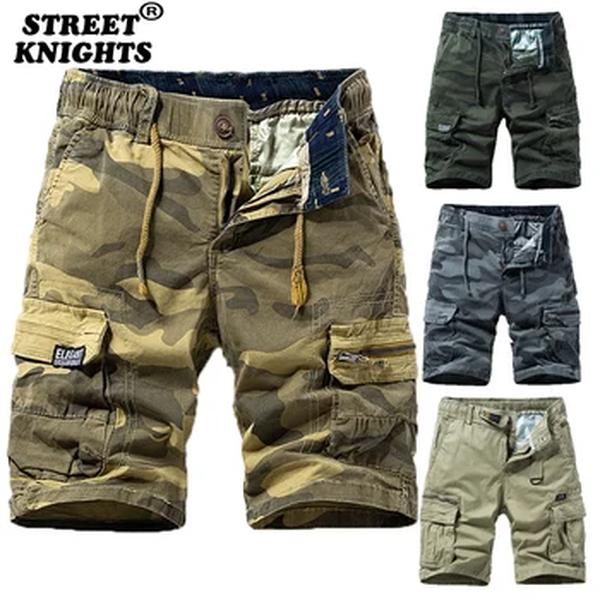 Camuflagem de algodão masculino Bermuda Beach Jogger Shorts masculino para carga, Breeche casual, verão, Dropshipping quente, novo