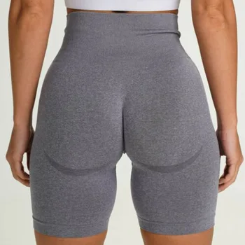 Calções de ioga feminino sem costura de cintura alta, leggings fitness de pêssego, esportes de ginástica, shorts apertados, quadril, calças de 3 pontos