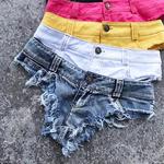 Qisin-Shorts jeans femininos de cintura baixa, tanga sexy, jeans curto com borla, novo, 2023