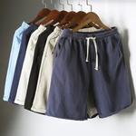 Verão novo homem estilo havaiano praia shorts de algodão linho elástico na cintura casual calças curtas homens correndo esportes shorts