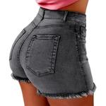 Shorts jeans apertados e esticados para mulheres, calças 3/4, borla, cintura alta, mini jeans, streetwear casual sexy, moda feminina