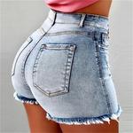 Shorts jeans apertados e esticados para mulheres, calças 3/4, borla, cintura alta, mini jeans, streetwear casual sexy, moda feminina