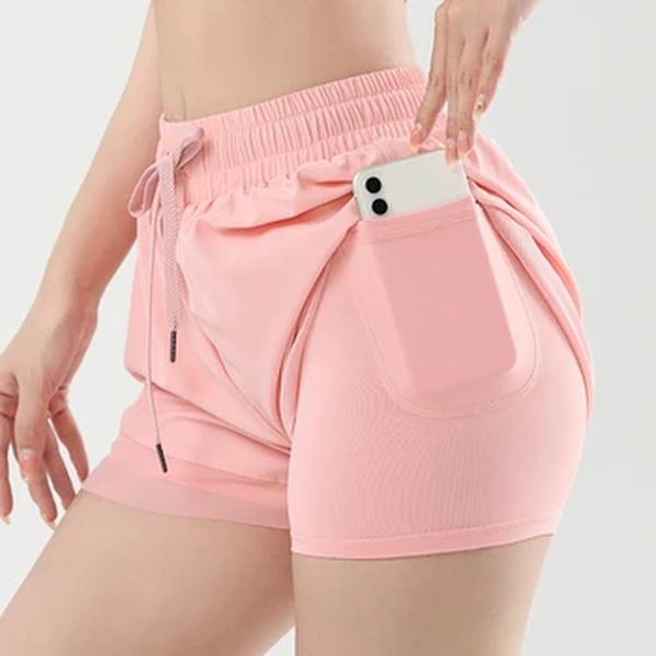 Shorts de ginástica feminina de cintura alta com bolso, calças justas de ioga, calças fitness Hip Lift