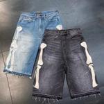 Homens e mulheres europeus e americanos roupas soltas de rua, jeans de caveira retrô Harajuku, shorts grandes casuais lavados, moda feminina, Y2k