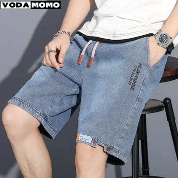 Y2k homens solto baggy denim calças de brim curto moda streetwear hip hop longo capri carga shorts bolso masculino pantalones cortos