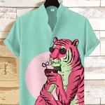 Camisa estampa do golfinho havaiano, camisa da praia dos homens, tamanho positivo, venda quente, Harajuku, tamanho europeu, praia, comércio exterior, 2024