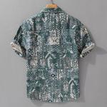 Vintage masculino estampado camisas de manga curta, puro algodão, streetwear fino, macio, roupas de verão, novo, FY542, 2024