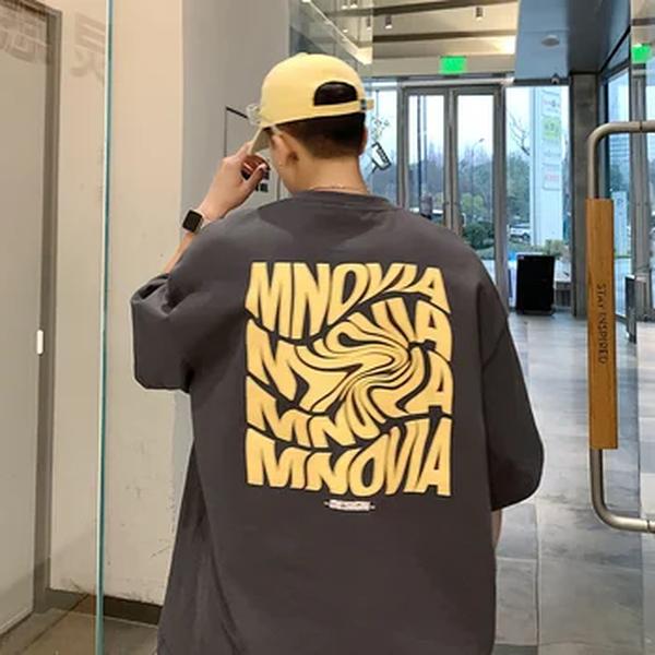 Camiseta de manga curta superdimensionada masculina, estampada americana 210GSM, camiseta de algodão de verão, top masculino, streetwear, roupas versáteis