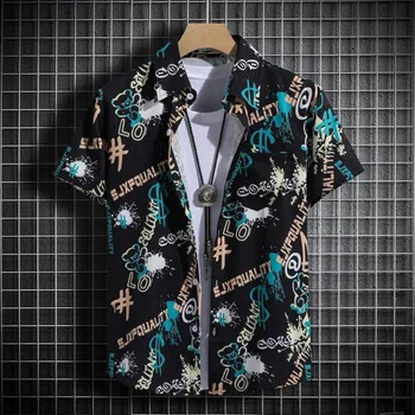 Camisas masculinas de manga curta estampadas estilo praia, camisas casuais havaianas soltas